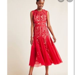 Anthropologie Bronx & Banco Lace Tulle Midi Dress
